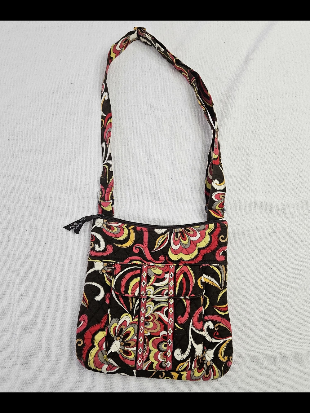 Vera Bradley Shoulder Bag Purse Crossbody Puccini Floral Brown Red Paisley Fall